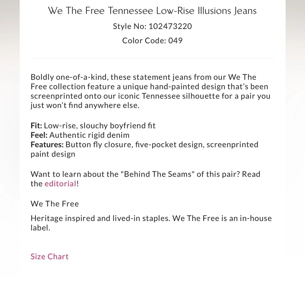 Free People We the Free Tennessee Illusions Low Rise Jeans Floral Canvas - Picture 6 of 9